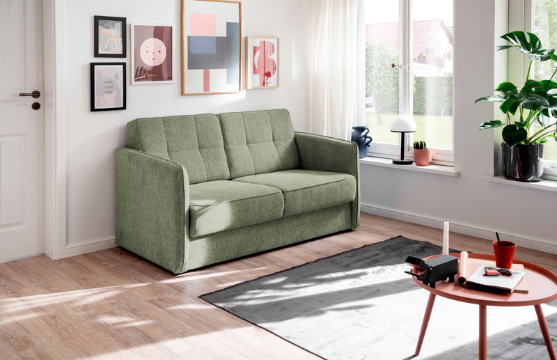 Schlafsofa MILANO Stoff Corto mit zwei Liegeflächen in Grün