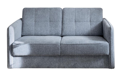 Schlafsofa Funktionssofa MILANO Stoff Corto mit zwei Liegeflächen in Grau, Gesamtansicht von vorne.
