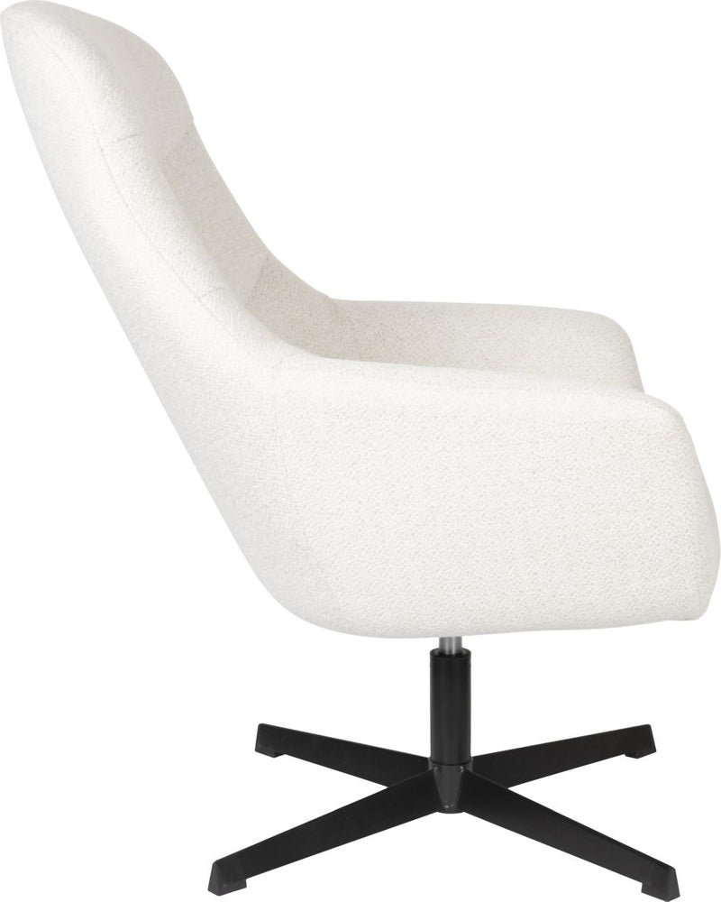 Zuiver Lounge Sessel YUKI drehbar mit angesagten Bouclé Stoff Weiß
