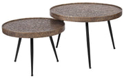 Beistelltisch ZAND Bronze Antik 2-Satz-Tisch Metall sandgestrahlt 