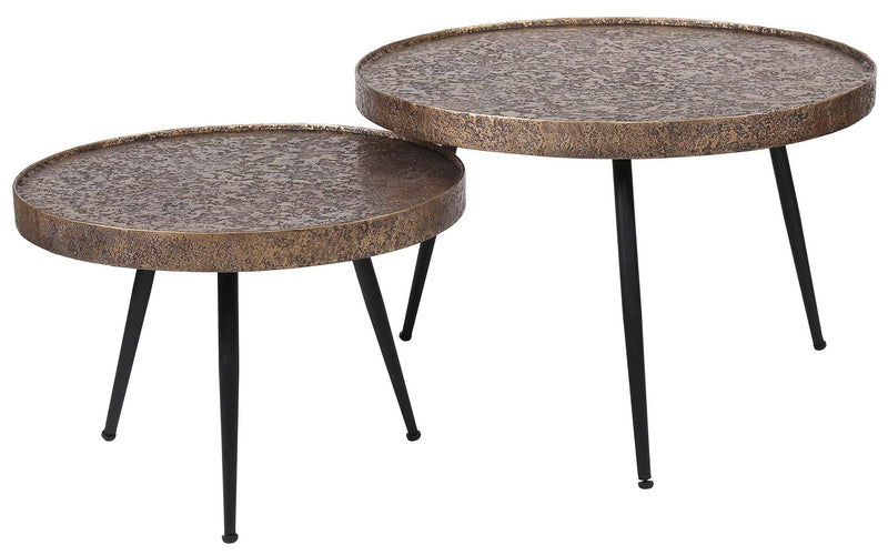 Beistelltisch ZAND Bronze Antik 2-Satz-Tisch Metall sandgestrahlt 