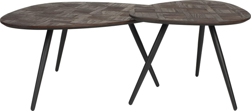 Couchtisch PION 2-er Set aus recyceltem Teakholzfurnier