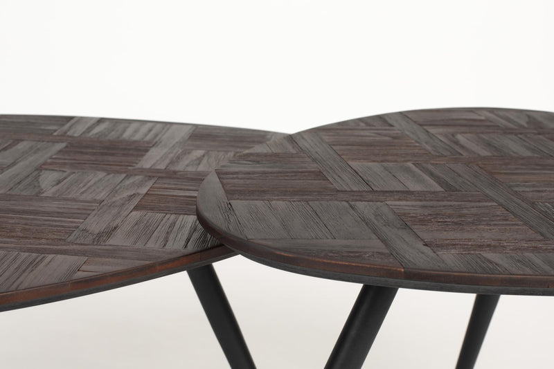 Couchtisch PION 2-er Set aus recyceltem Teakholzfurnier