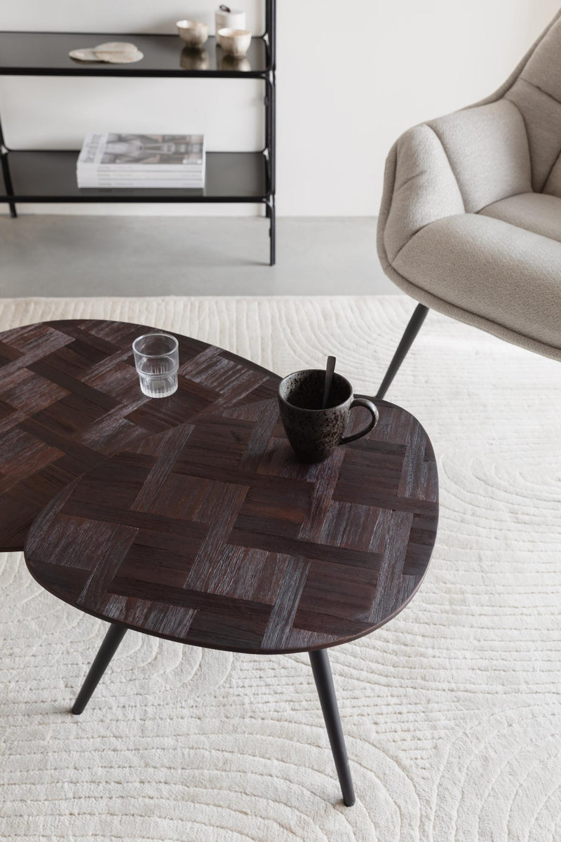 Couchtisch PION 2-er Set aus recyceltem Teakholzfurnier