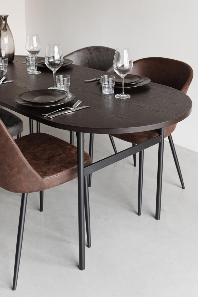 Esstisch MARCIO BLACK furniert 180 x 80 cm mit abgerundeter Platte