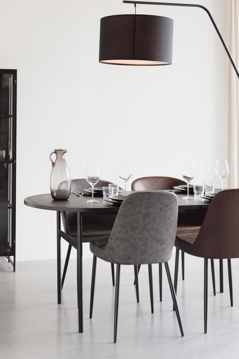 Esstisch MARCIO BLACK furniert 180 x 80 cm mit abgerundeter Platte