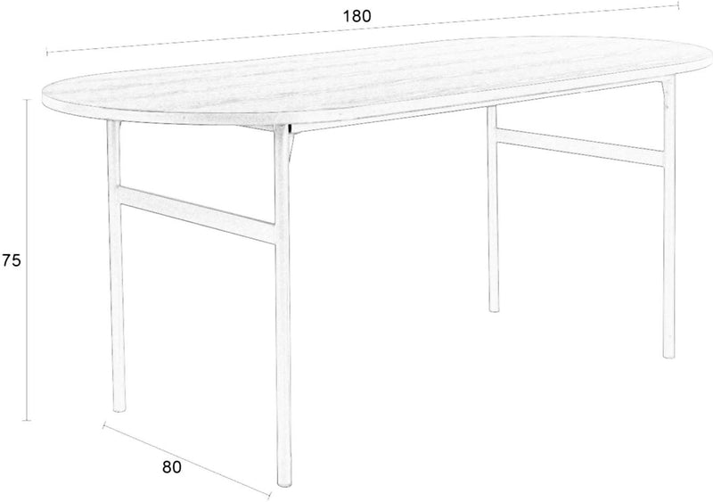 Esstisch MARCIO BLACK furniert 180 x 80 cm mit abgerundeter Platte