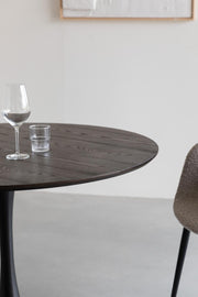 Tisch Esstisch RAKU BROWN BLACK furniert Ø 110 cm runde Tischplatte