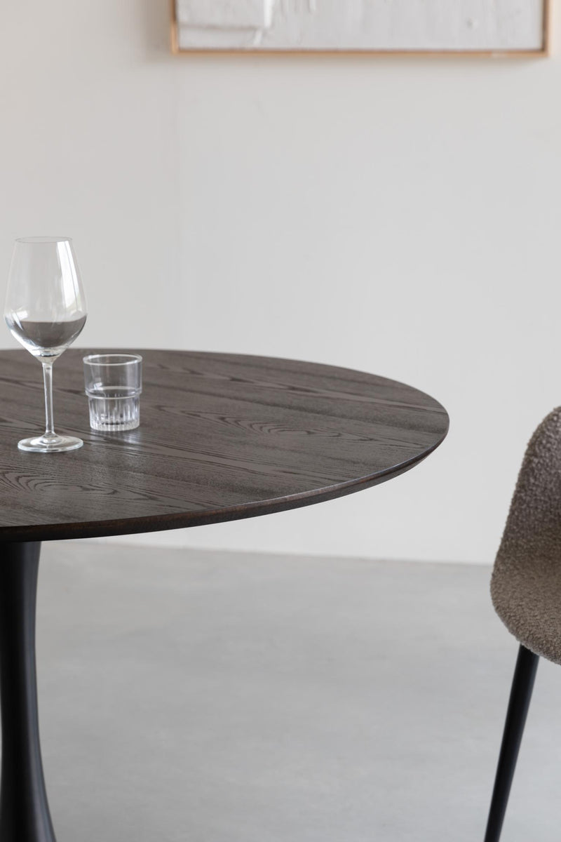 Tisch Esstisch RAKU BROWN BLACK furniert Ø 110 cm runde Tischplatte