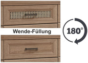 Vitrine VIENNA 1-türig - Landhausstil - Eiche und Wiener Geflecht