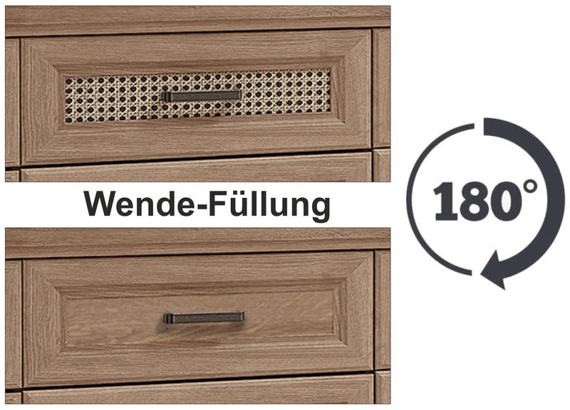 Vitrine VIENNA 1-türig - Landhausstil - Eiche und Wiener Geflecht
