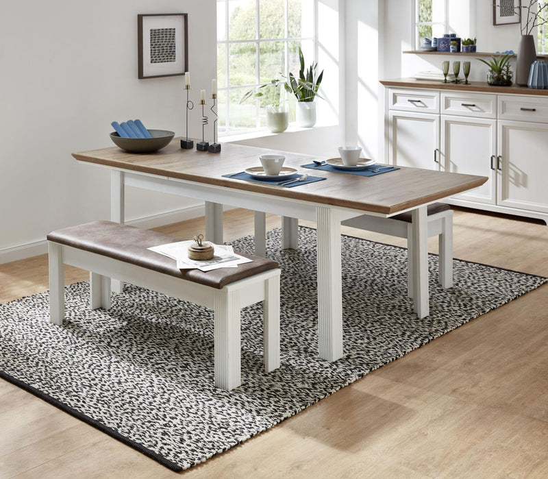 Esstisch JASMIN 160 x 90 cm ausziehbar auf 220 cm - Pinie mit weiß