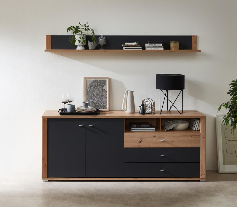Wandboard PABLO 193 cm - graphit und Eiche Nachbildung