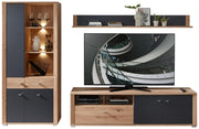 Wohnwand Wohnzimmerschrank PABLO Artisan Eiche und Graphit 3-teilig