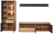 Wohnwand Wohnzimmerschrank PABLO Artisan Eiche und Graphit 3-teilig