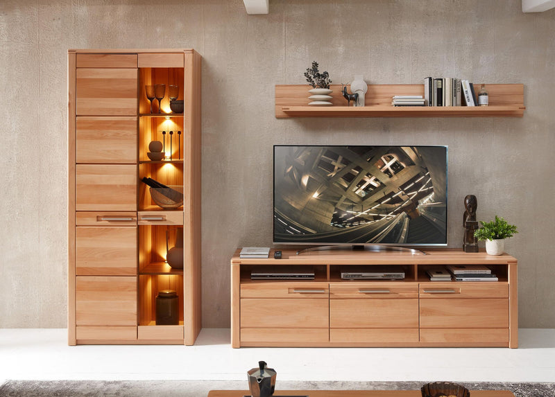 Vitrine NATURE ONE Front Kernbuche Massivholz - mit LED Beleuchtung