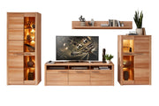 Wohnwand NATURE ONE FF80 - 4-teilig - Front Kernbuche Massivholz