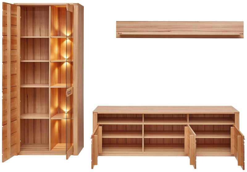 Wohnwand NATURE ONE FF81 - 3-teilig - Front Kernbuche Massivholz