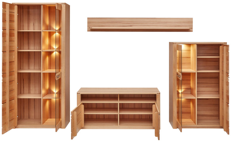 Wohnwand NATURE ONE FF82 - 4-teilig - Front Kernbuche Massivholz