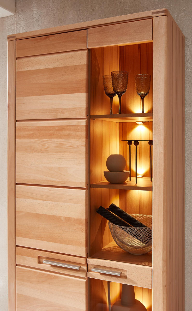 Wohnwand NATURE ONE FF82 - 4-teilig - Front Kernbuche Massivholz