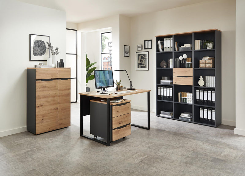 Schreibtisch MEMPHIS Artisan Eiche - Metallgestell schwarz 120 x 73 cm