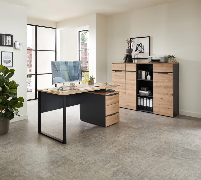 Schreibtisch MEMPHIS Artisan Eiche 150 x 73 cm mit Container
