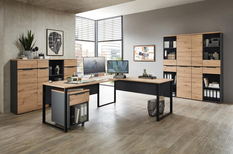 Büroschrank MEMPHIS 2-türig GH01 Front Artisan Eiche Korpus Graphit