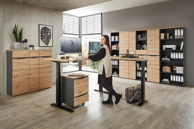 Büroschrank MEMPHIS 1-türig GH05 Front Artisan Eiche Korpus Graphit
