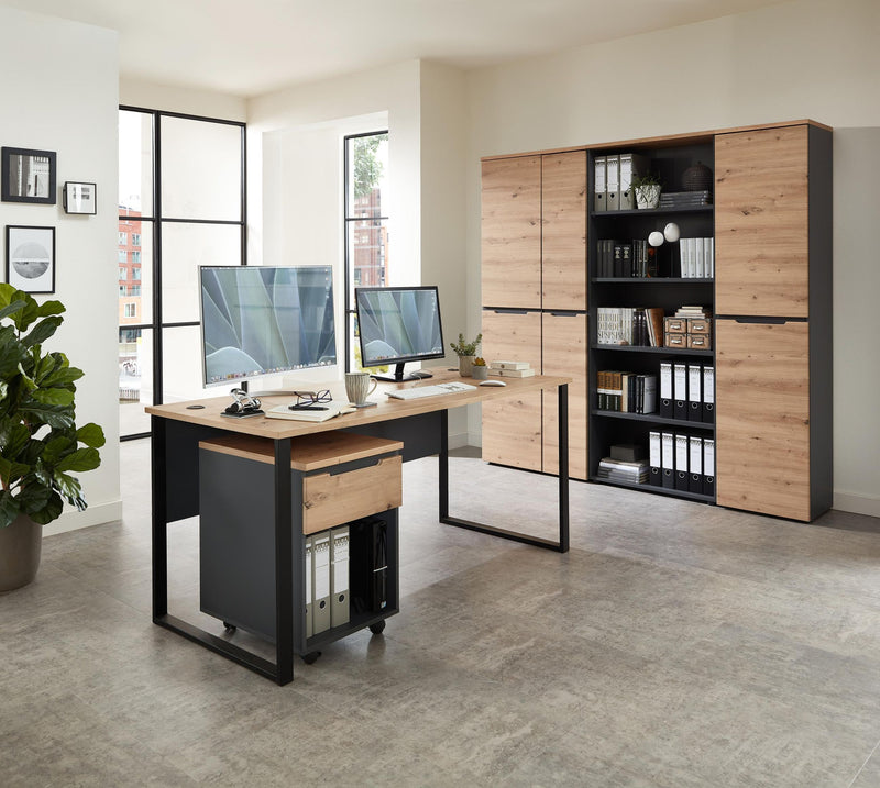 Büroschrank MEMPHIS 1-türig GH05 Front Artisan Eiche Korpus Graphit