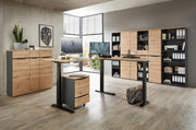 Büroregal MEMPHIS mit 2 Schubkästen Front Artisan Eiche Korpus Graphit