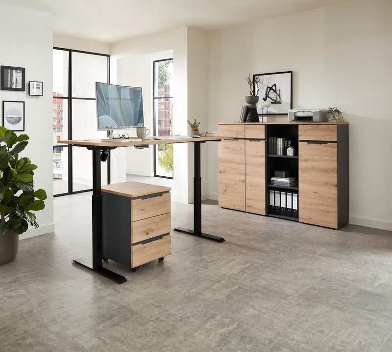 Büroschrank MEMPHIS 1-türig GH13 Front Artisan Eiche Korpus Graphit