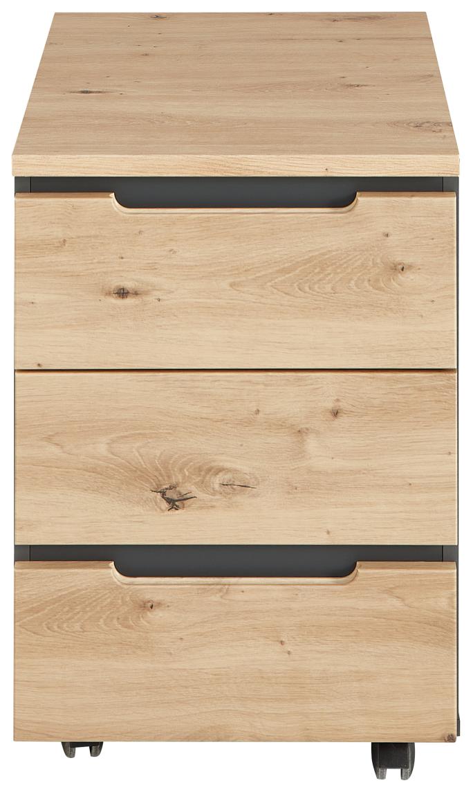 Rollcontainer MEMPHIS Front Artisan Eiche Korpus Graphit 3 Schubladen