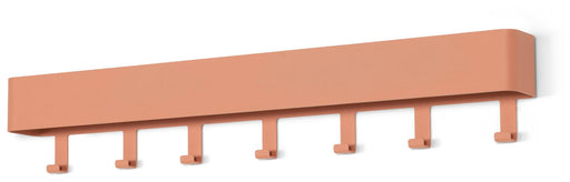 Hakenleiste DAX PLAY 7 Garderobe mit 7 Haken Clay Terra, Gesamtansicht von vorne mit ausgestanzten Haken in Reihe.