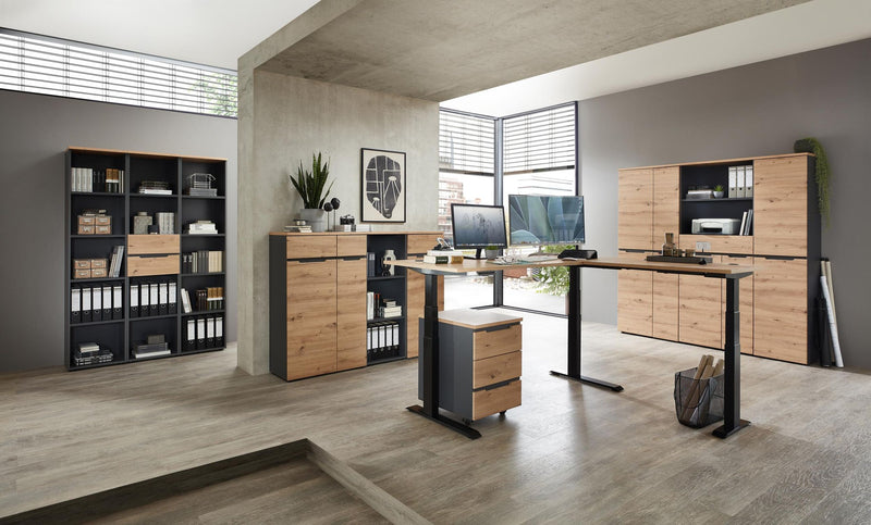 Komplettbüro MEMPHIS I 11-teilig Front Artisan Eiche Korpus Graphit