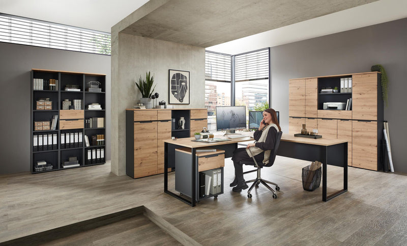 Komplettbüro MEMPHIS II 11-teilig Front Artisan Eiche Korpus Graphit