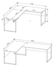 Komplettbüro MEMPHIS II 11-teilig Front Artisan Eiche Korpus Graphit