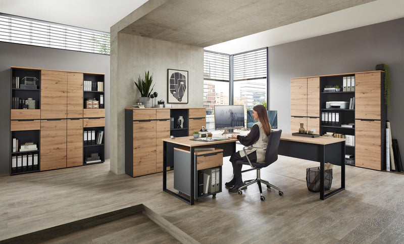 Komplettbüro MEMPHIS III 11-teilig Front Artisan Eiche Korpus Graphit