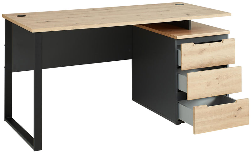 Komplettbüro MEMPHIS V 4-teilig Front Artisan Eiche Korpus Graphit