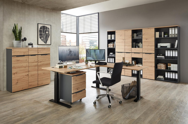 Komplettbüro MEMPHIS X 9-teilig Front Artisan Eiche Korpus Graphit