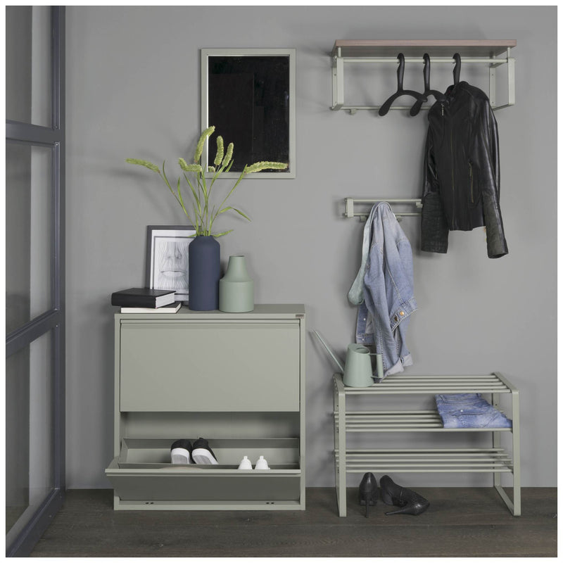 Wandgarderobe REX 3 Dusty Green Garderobe mit 5 Haken und Hutablage