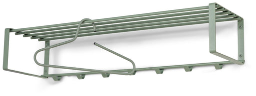 Spinder REX 2 XL Garderobe in Grün mit Metallgestell und integrierten Haken, Gesamtansicht von vorne.