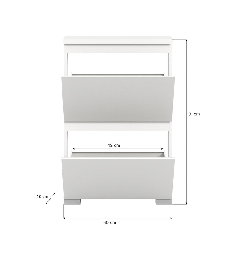 SHOELOVE Schuhschrank 2 Klappen weiß B 60 x H 91 cm + T 18 cm