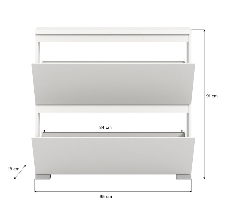 SHOELOVE Schuhschrank 2 Klappen weiß B 95 x H 91 cm + T 18 cm