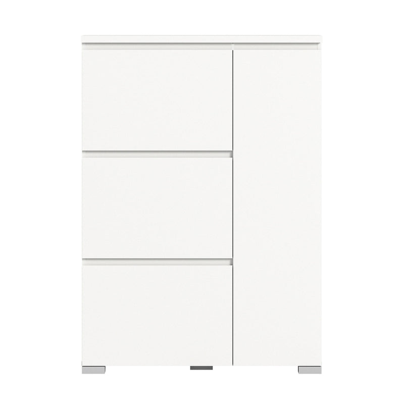 SHOELOVE Schuhschrank 3 Klappen 1 Türe weiß B 95 x H 127 cm + T 18 cm