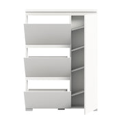 SHOELOVE Schuhschrank 3 Klappen 1 Türe weiß B 95 x H 127 cm + T 18 cm