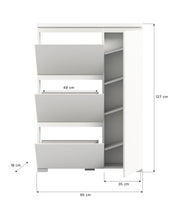 SHOELOVE Schuhschrank 3 Klappen 1 Türe weiß B 95 x H 127 cm + T 18 cm