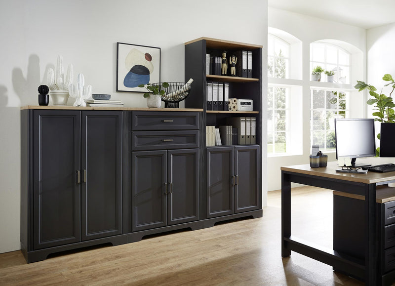 Stauraumelement Büro Kommode JASMIN 11 Graphit Artisan Eiche
