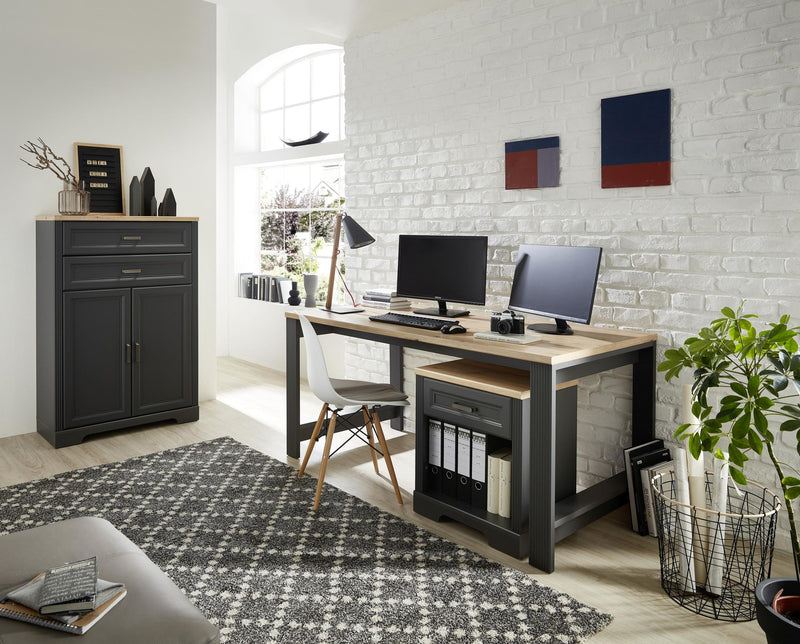 Stauraumelement Büro Kommode JASMIN 12 Graphit Artisan Eiche