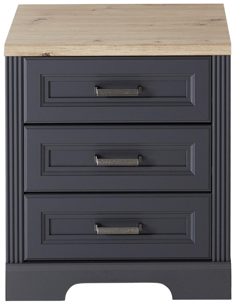 Rollcontainer JASMIN 3 Schubkästen Graphit Artisan Eiche Nachbildung