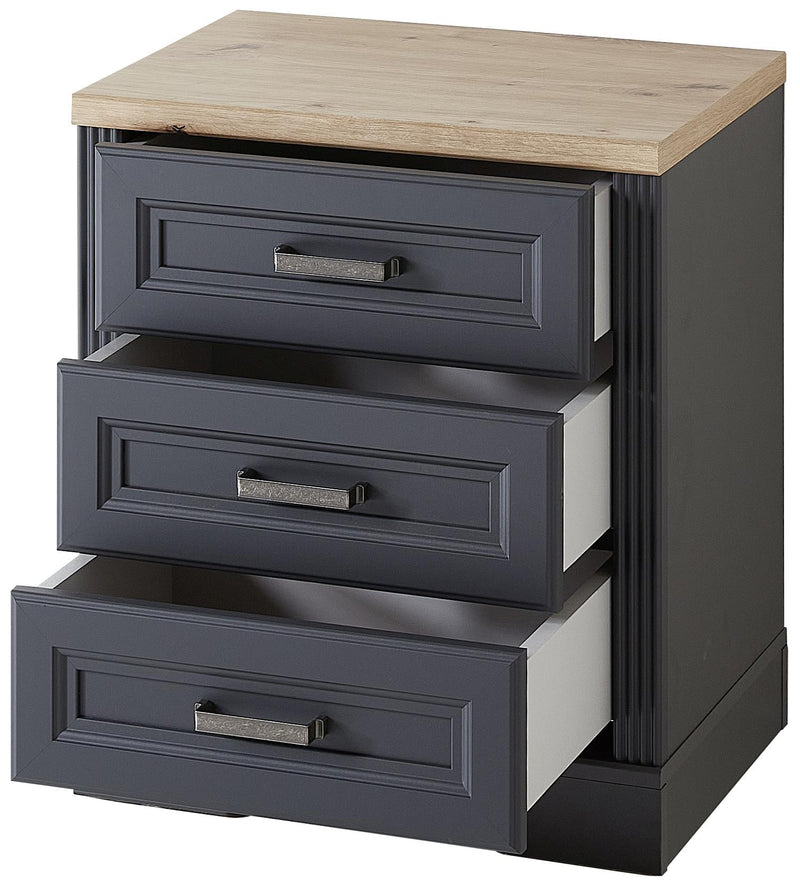 Rollcontainer JASMIN 3 Schubkästen Graphit Artisan Eiche Nachbildung